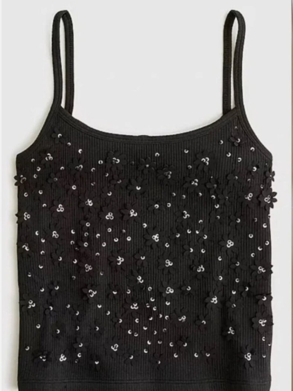 Floral embellished vintage rib tank top